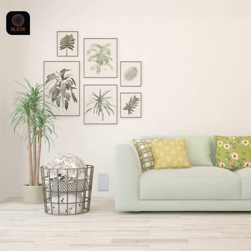 SLEEKLIGHTING أغطية مفاتيح الحائط من سليك لايتنج - عبوة من 4 قطع | أغطية حائط بيضاء كلاسيكية | مجموعة من الأنماط: ديكور/ثنائي/مفتاح تبديل/فارغ/& مجموعة | الحجم: مفتاح تبديل واحد - Image 4